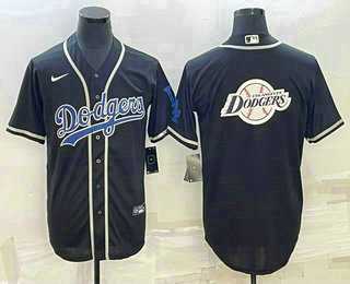 Men%27s Los Angeles Dodgers Big Logo Black Cool Base Stitched Jersey->los angeles dodgers->MLB Jersey